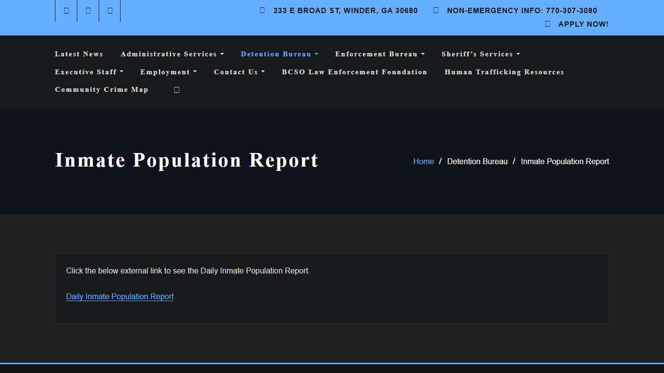 Inmate Population Report – BCSO