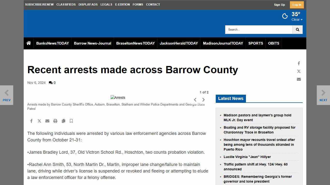 Recent arrests made across Barrow County | | mainstreetnews.com
